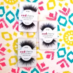 ALL $8 items, buy 2 get 1 FREE.Red Cherry dramatic human hair lashes 3 pairs